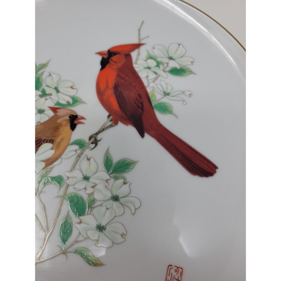 Fukagawa Arita Porcelain Plate Cardinal and Dogwood WF-0201 Made in Japan - Picture 9 of 10